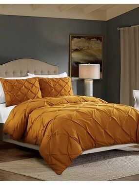 Lux Pinch-Pleat Comforter king 3 piece comforter Set in orange